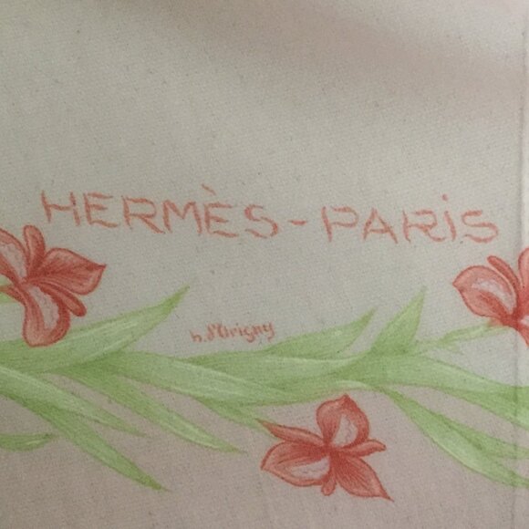 Hermes Scarf Cheval Fleuri H.d’Origny 90 cm Chiffon Silk mousseline - Picture 7 of 11